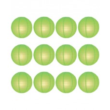 8" Paper Lantern Lime Regular Wire Value Pack (12 PCS).